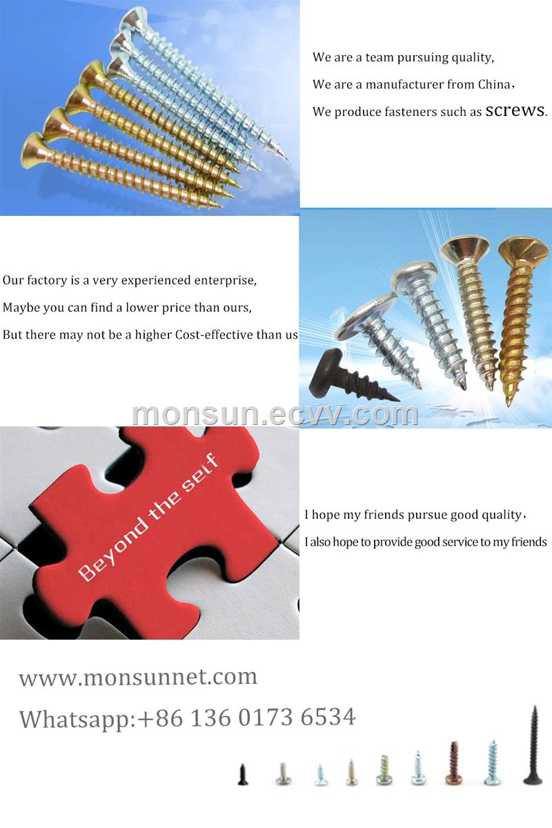 Double CSK Head Chipboard Screw With Nibs cutting Knurling Zinc Cross countersunk head Selfdrilling screw