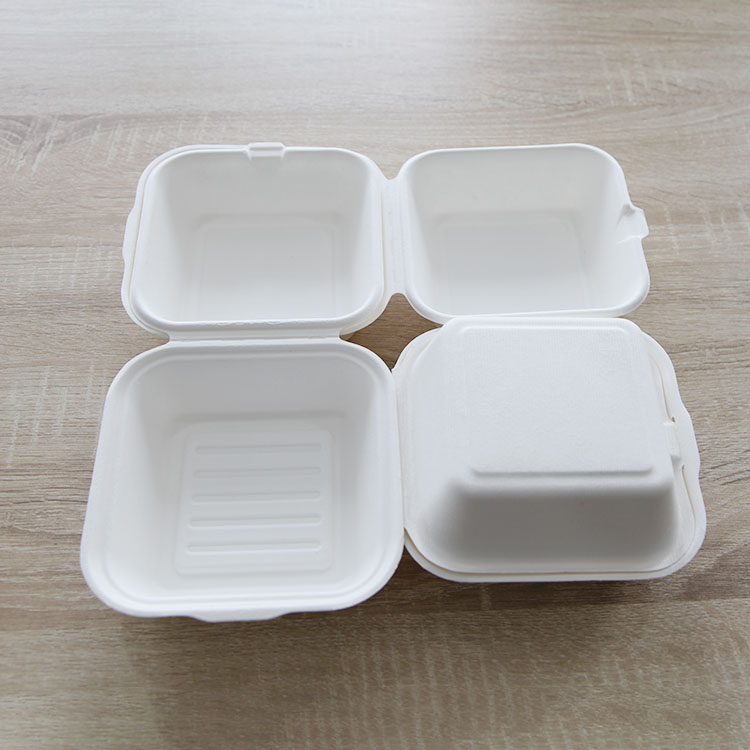Disposable biodegradable meal box bagasse hamburger box