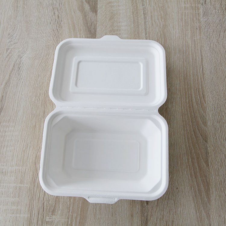 Environmentally friendly biodegradable 600ml bagasse lunch box disposable takeaway lunch box