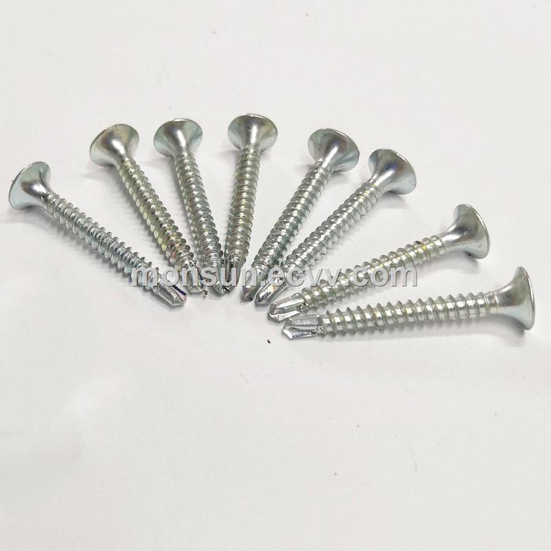 Screw With Nibs cutting Knurling Zinc Selfdrilling screw countersunk head bugle head