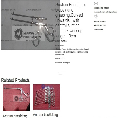 Suction Punch for biopsy and grasping Curved upwards with central suction channel