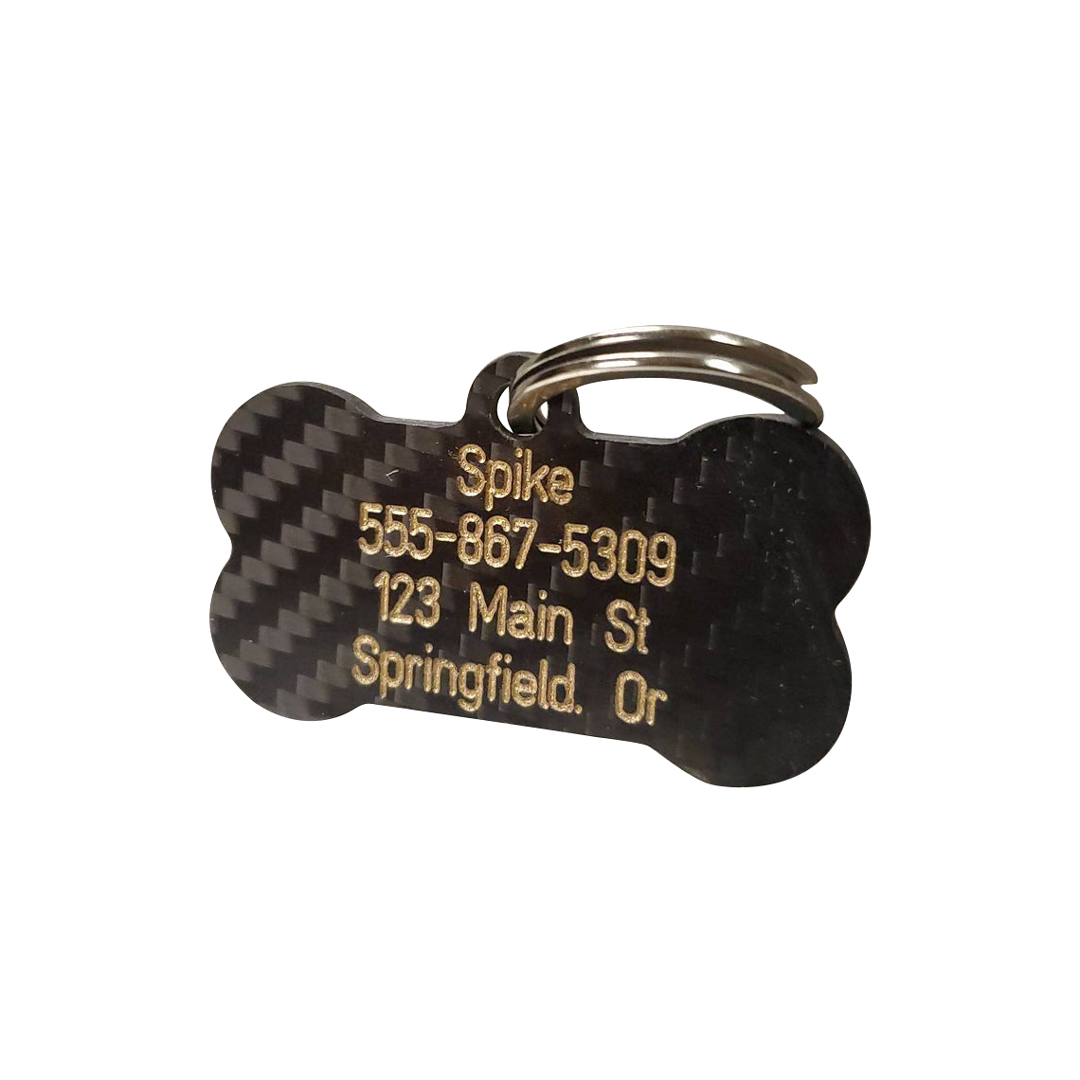 Carbon Fiber Dog ID Tags Keychain