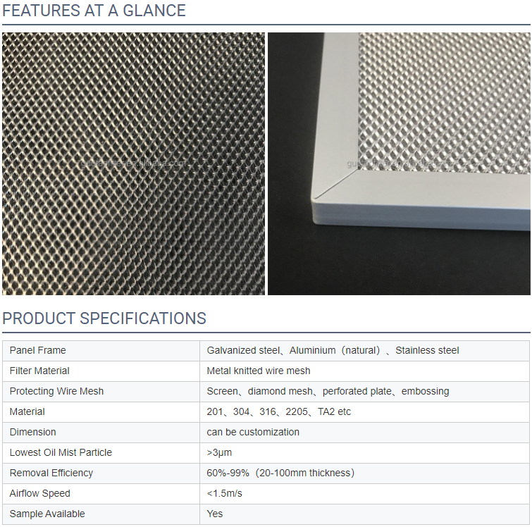aluminum foil mesh frame plate filter air purifier filter galvanized steel wire mesh metal filter range hood