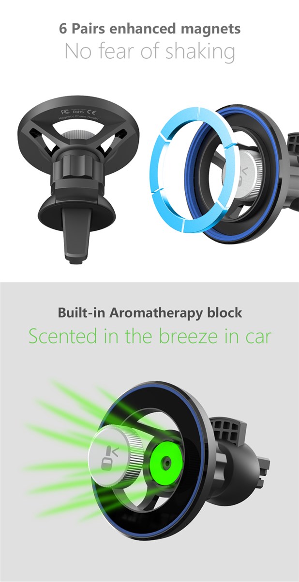 Magnetic Car Phone Mount with Car Aroma Diffuser Function