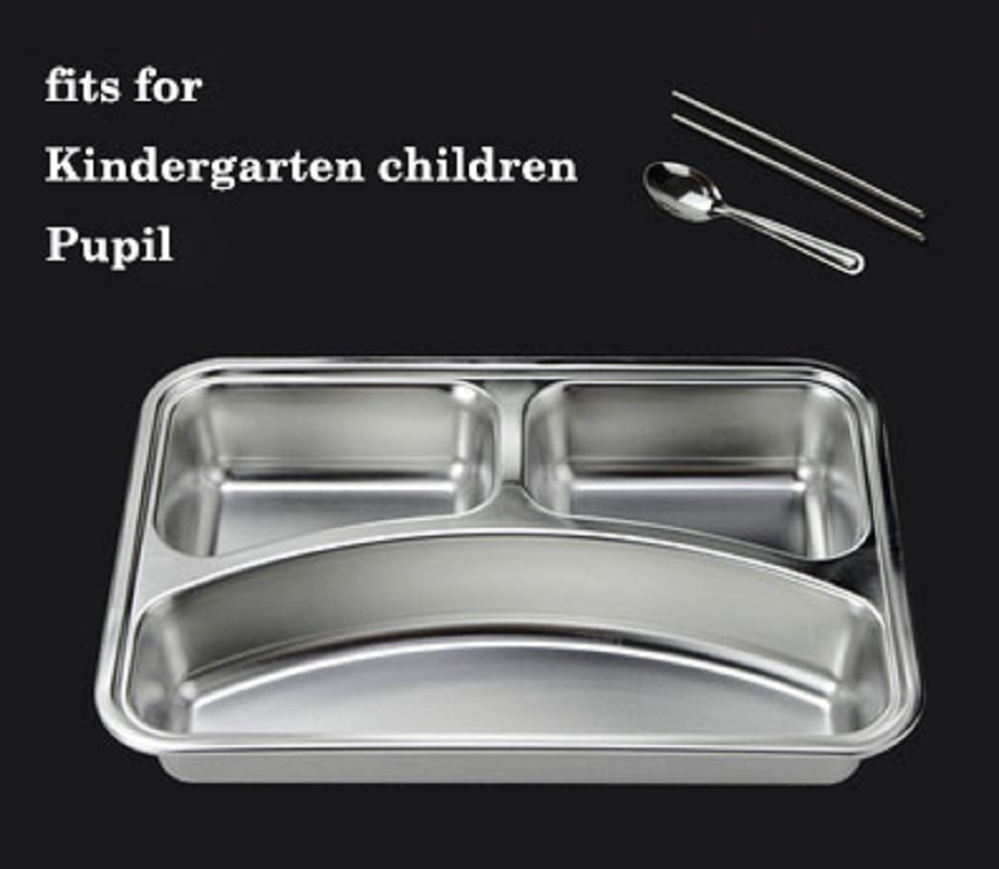 304 Stainless Steel Divided Plates with Lid for Children