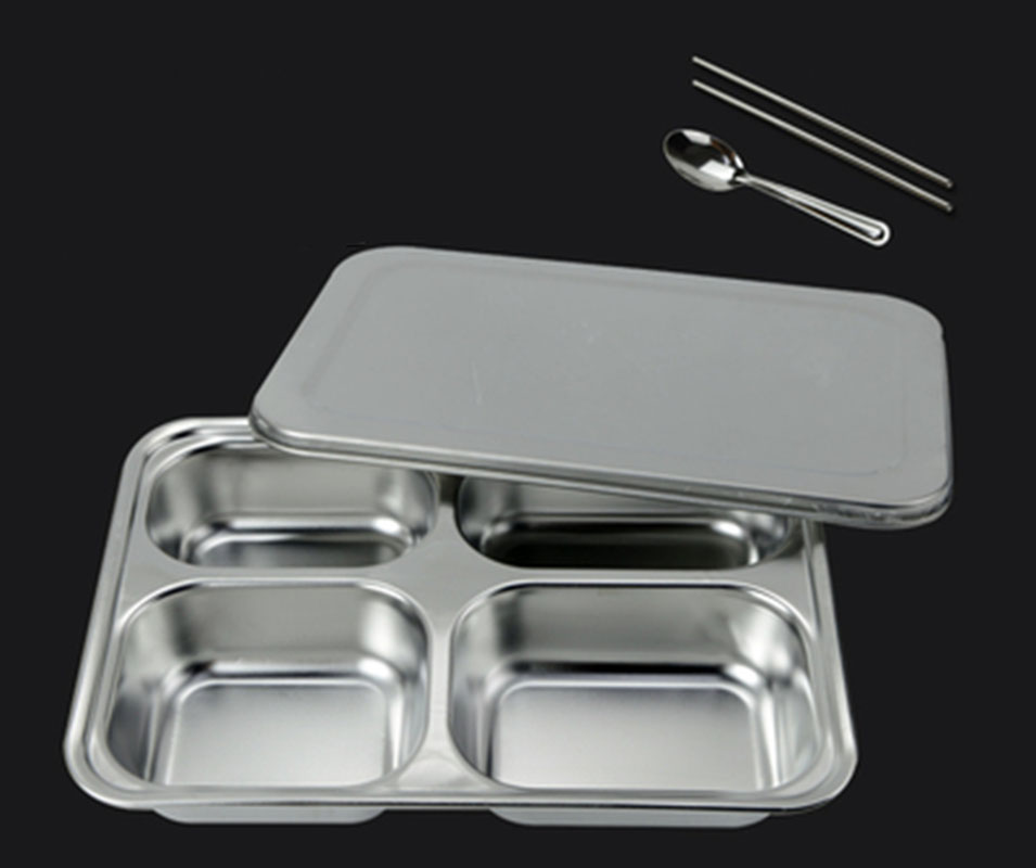 304 Stainless Steel Divided Plates with Lid for Children