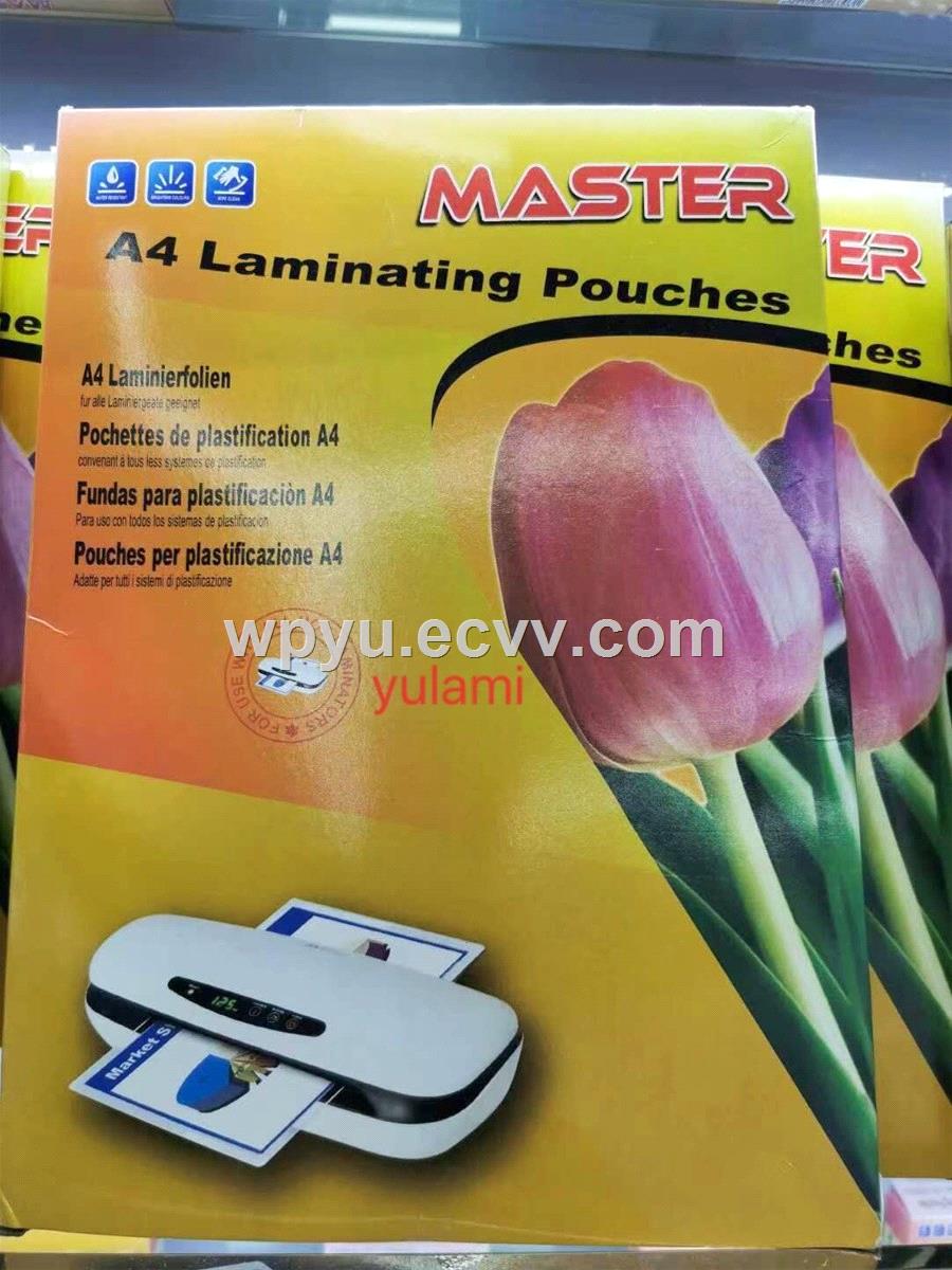 A4 A3 80MIC 125MIC thermal hot PET laminating pouch film lamination pouches sheet laminate laminator roll film suppliers