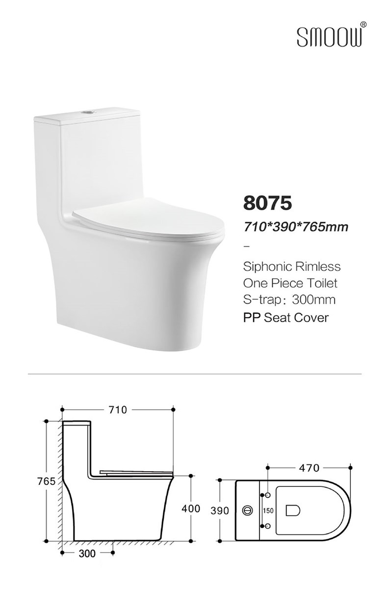 Modern design european style round siphonic onepiece wc toilet with white color