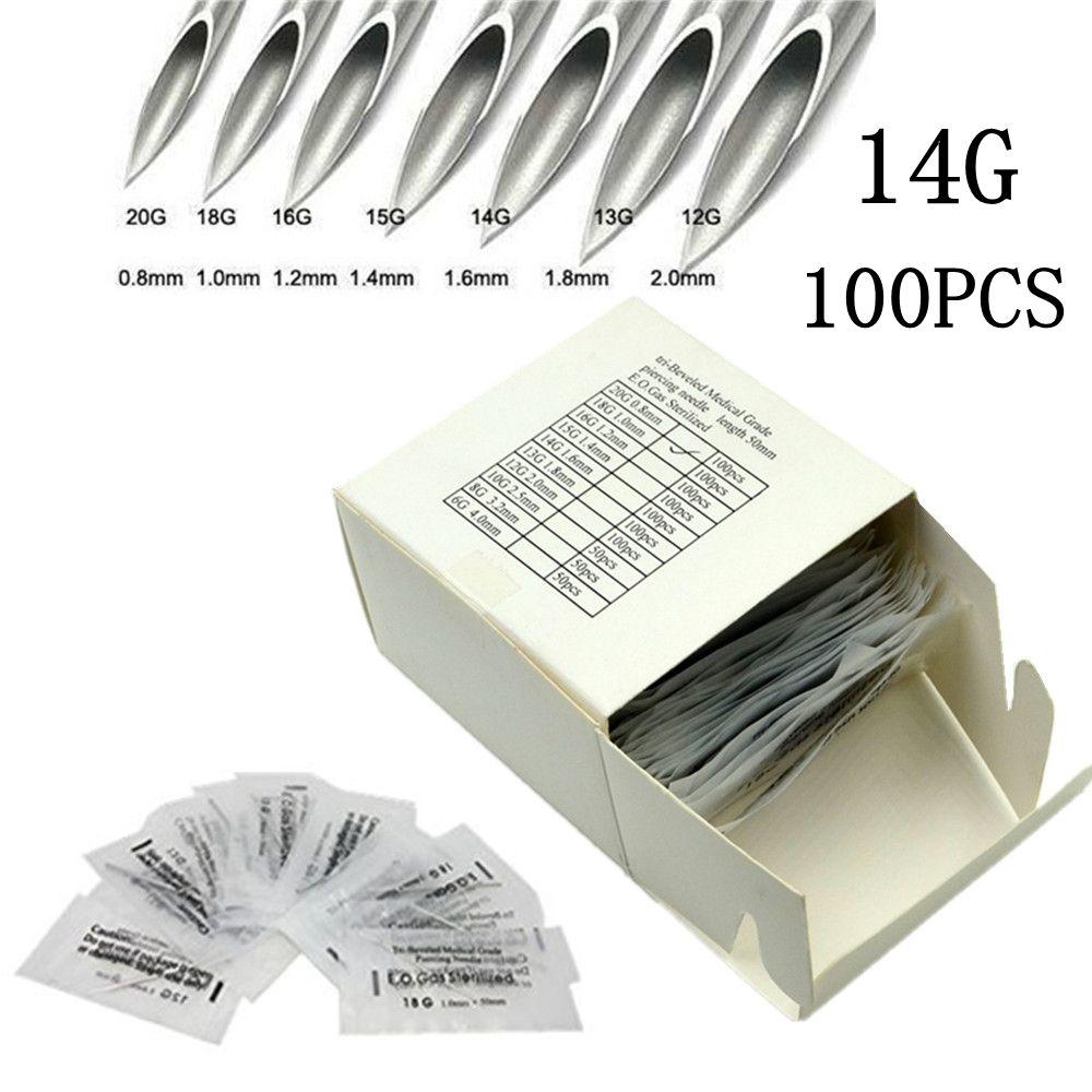 100PCS Surgical Steel Disposable Piercing Needles EOGas sterilized