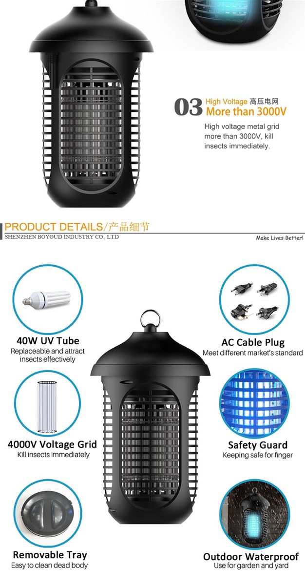 Waterproof Mosquito Lamp UV Tube Electric Fly Bug Zapper Outdoor Insect Mosquito Kill Lamp