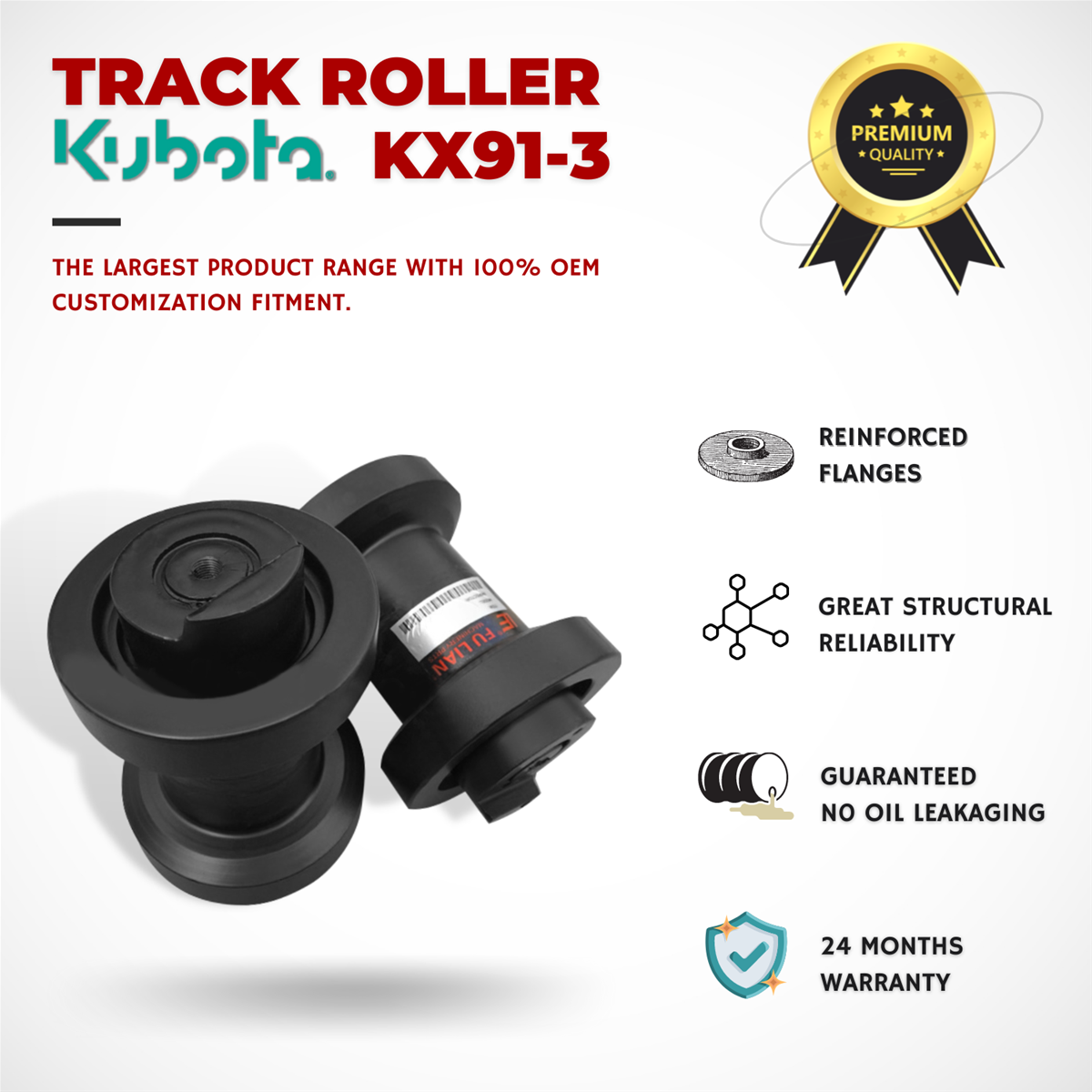 for Kubota Mini Excavator Undercarriage Parts KX91 KX911 KX912 KX913 Bottom Track Roller Top Roller Idler Sprocket