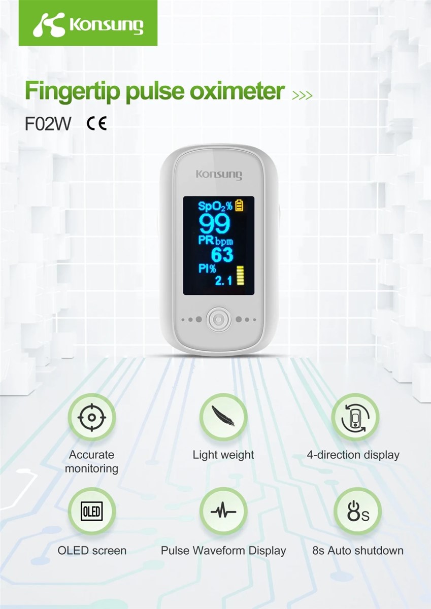 TFT Screen Visual Alarm Pediatric SpO2 Fingertip Pulse Oximeter