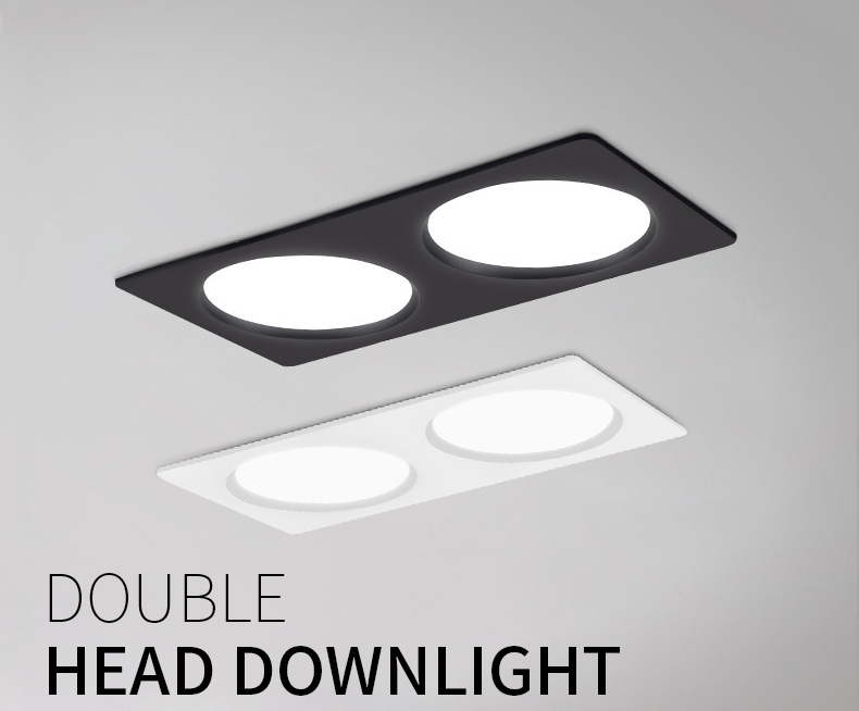 LED DOUBLEHEADED DOWNLIGHT EMBEDDED SQUARE ULTRATHIN DIECAST BLACK GRILLE