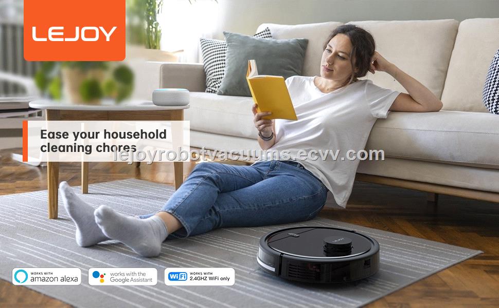 LeJoy Robot Vacuum Cleaner with Laser Mapping WiFi APP Water Tank Work with Alexa