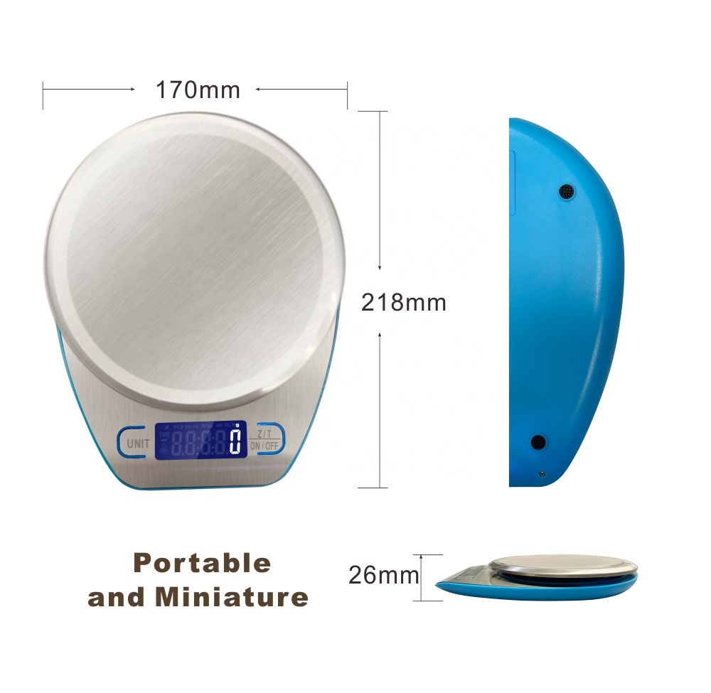 Kitchen Digital Scale Stainless Steel Food Weighing Scale Electronic Kitchen Scale 5kg 1g for Baking Gift