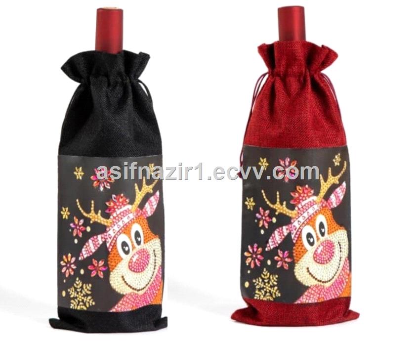 Cotton Bottle Bag Cotton Gift Bag Logo Print Velvet Bags