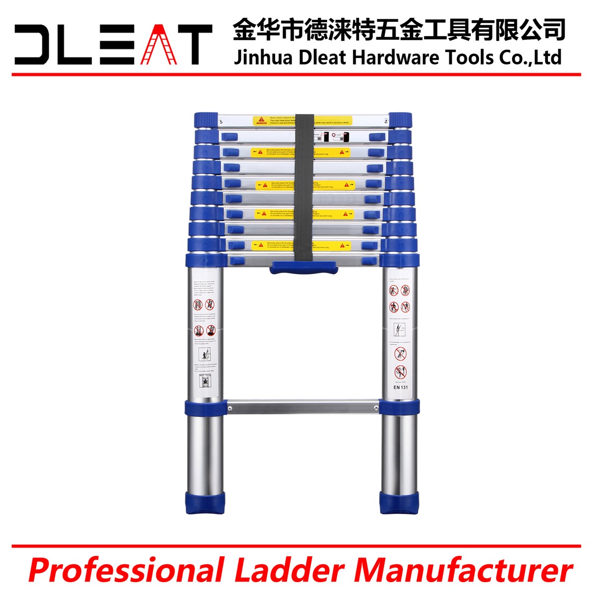 Blue Plastic Dleat 32M Aluminum Single Telescopic Ladder With EN131