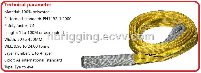 Polyester webbing sling lifting flat woven hoisting belt