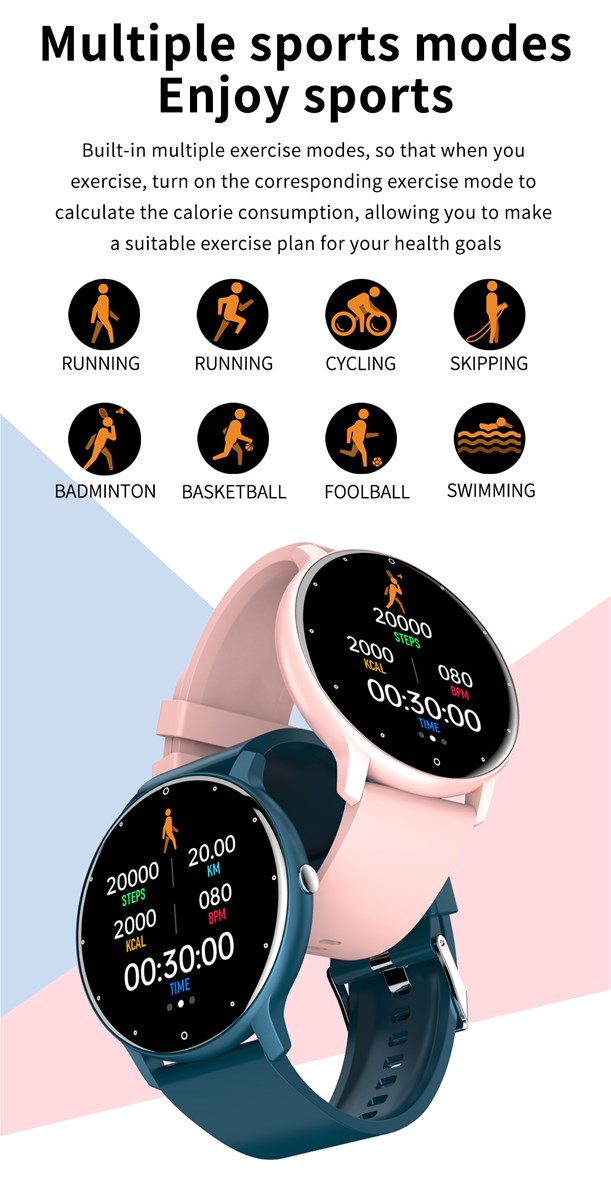 ZL02 Smartwatch CE Rohs Fitness Bracelet Watch Women Heart Rate Monitor Remote Camera Waterproof Smart Watch
