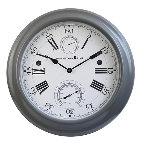 18 Inch Galvanized Outdoor Thermometer Hygrometer Wall Clock