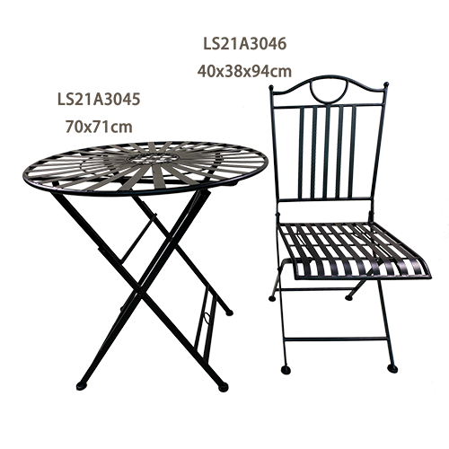 Modern Foldable Garden Bistro Metal Table and Chair Set