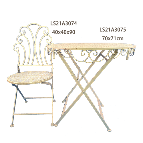 Modern Foldable Garden Bistro Metal Table and Chair Set
