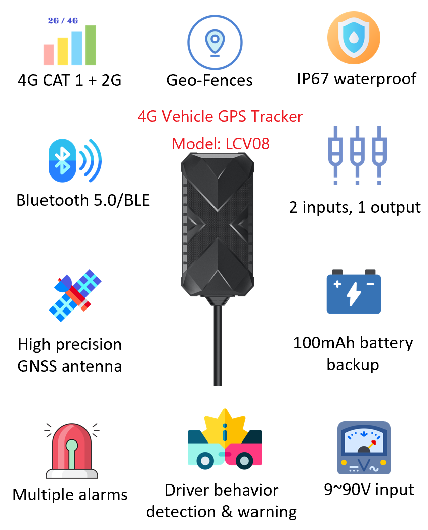 4G waterproof bluetooth vehicle GPS tracker