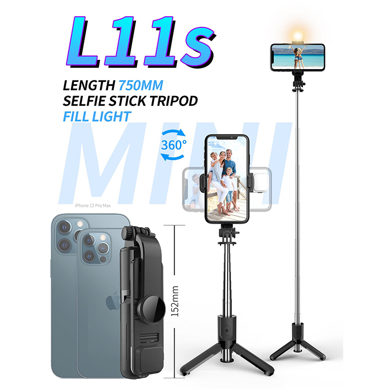 L11S Mini Fill Light Lamp Multifunction Bluetooth Tripod Selfie Stick Desktop Stand