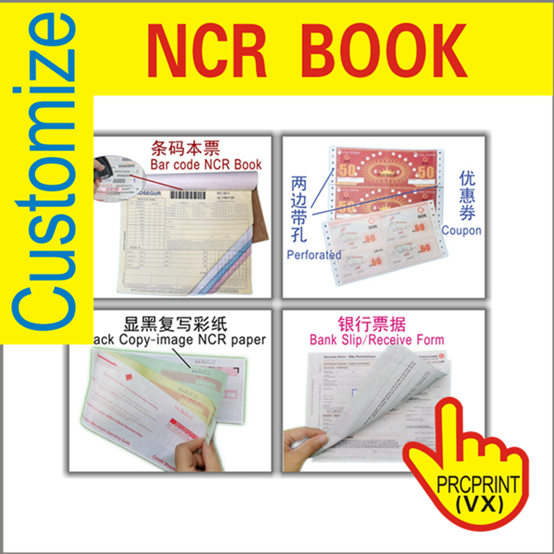 Custom a4 55g ncr invehicle cash receipt invoice book paper print