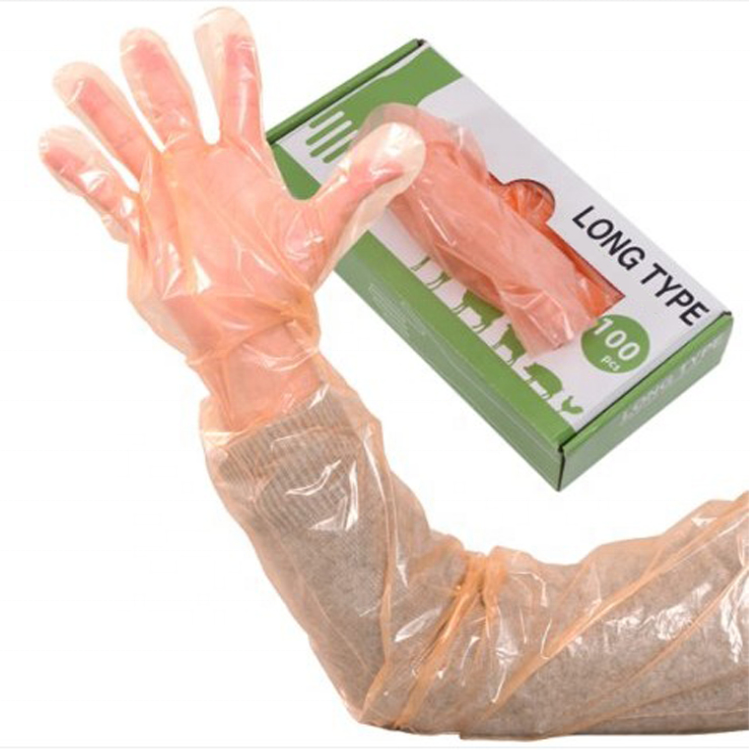 Veterinarian 90 Cm Length Animal Husbandry Veterinary Examine Gloves Red Long Sleeve Disposable Gloves