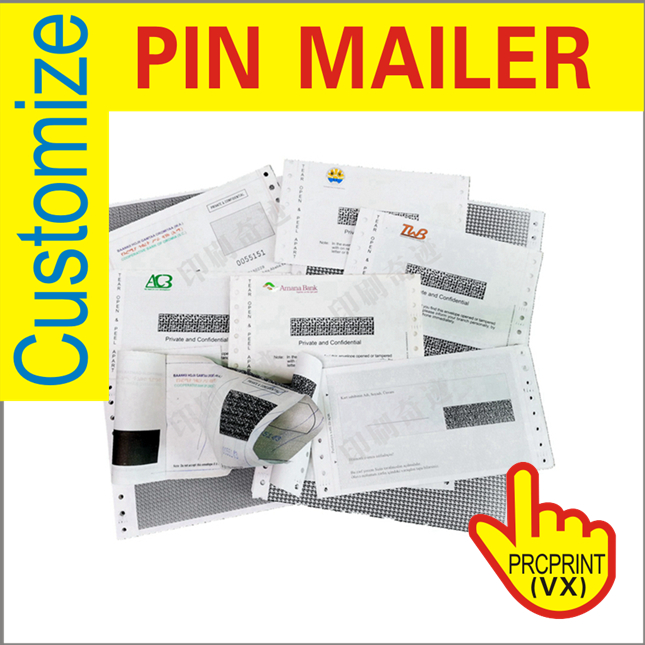 Pin mailers for bank ATM card pin code password Confidential envelops
