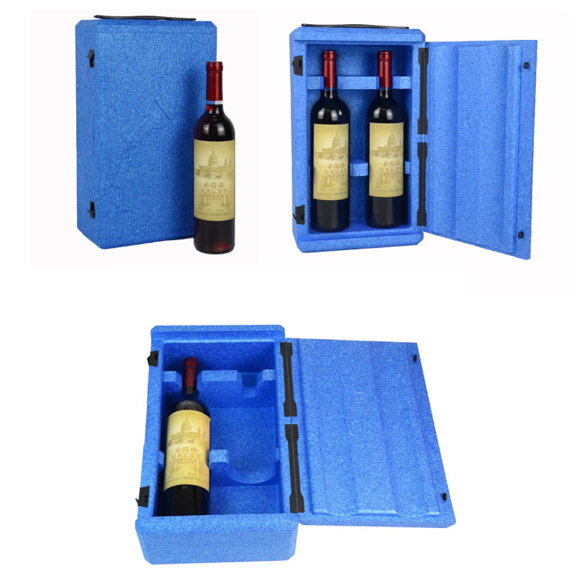 Customized factory Premium Sublimation Protective Wine Packaging Boxes 2 bottle EPP Foam Box