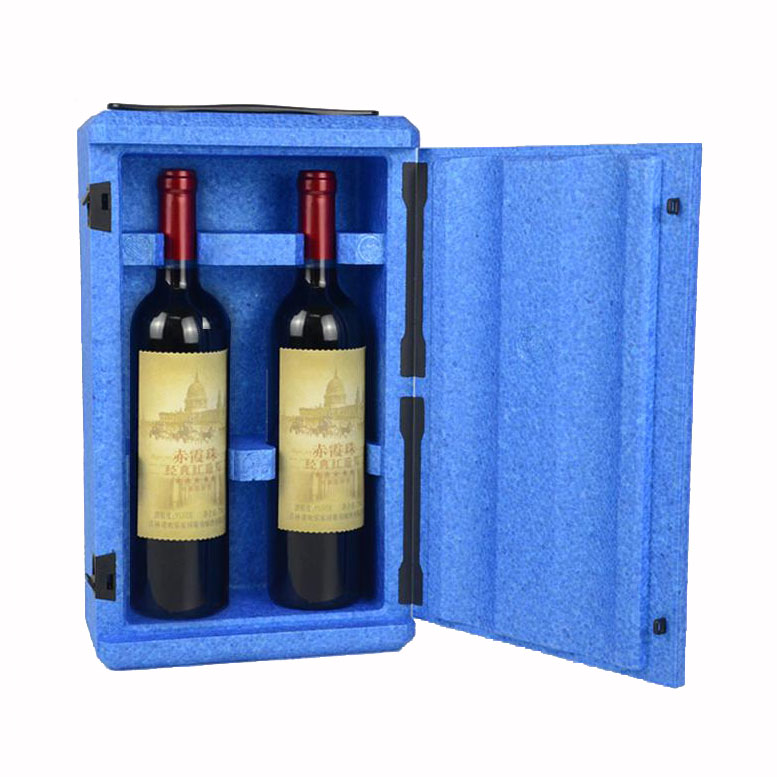 Customized factory Premium Sublimation Protective Wine Packaging Boxes 2 bottle EPP Foam Box