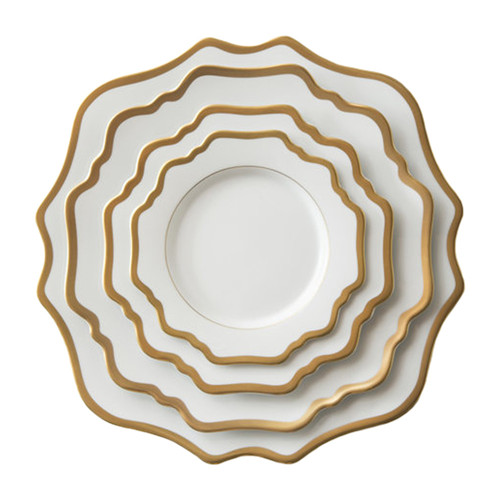 Gold Rimmed White Ceramic Porcelain Charger Plates Set of 4pcs for Wedding