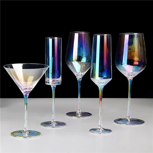 Rainbow Colored Goblet Lead Free Crystal Wedding Champagne Wine Gass Plating