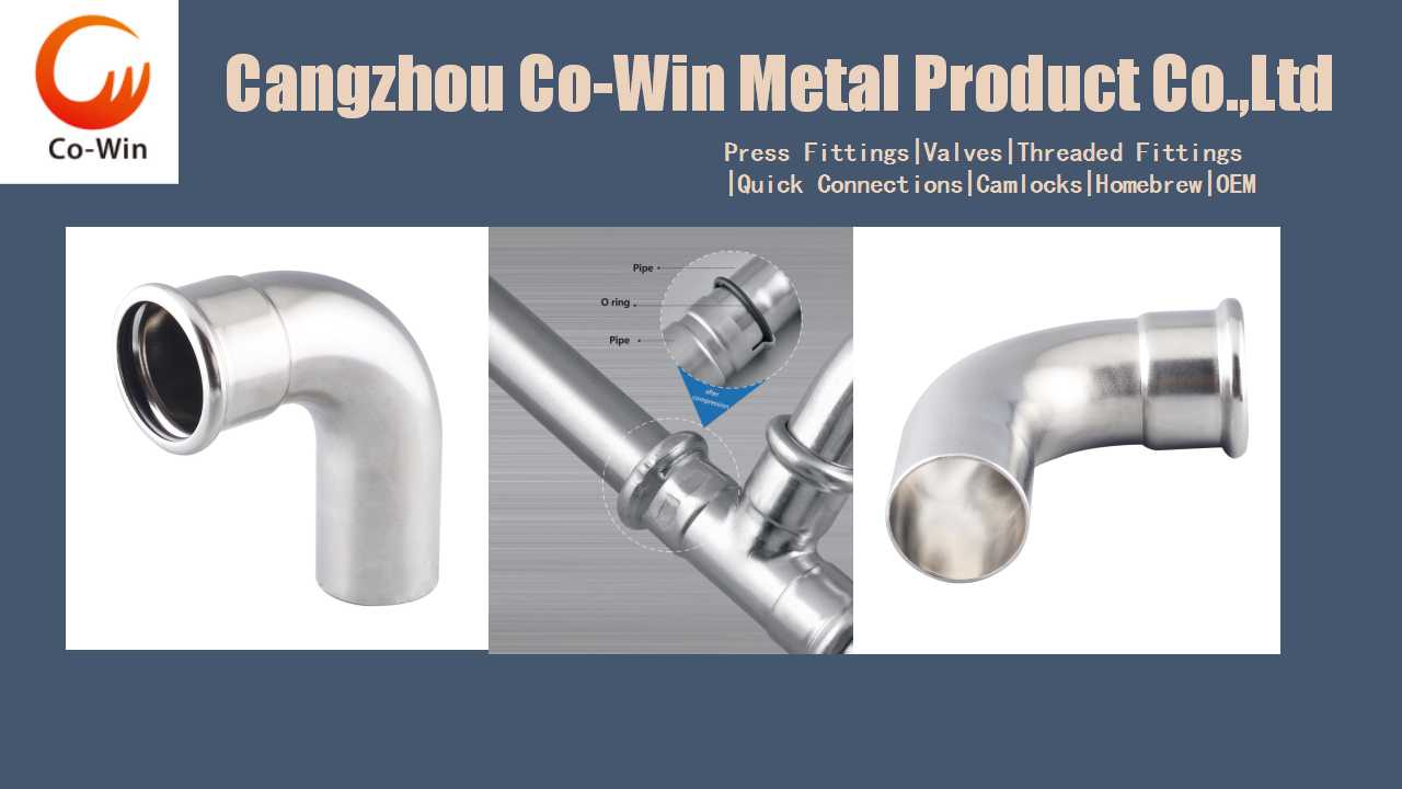 STAINLESS STEEL PRESS FITTING 90 DEGREE ELBOW with PLAIN END