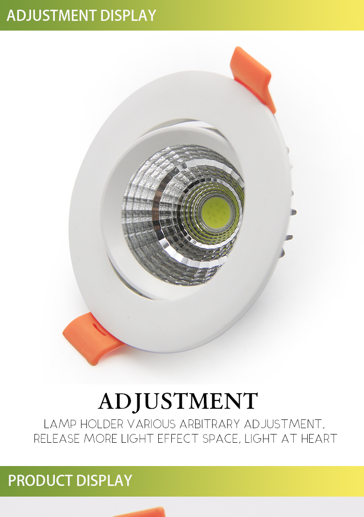 High quality PC and aluminum downlight ceiling recessed adjustable 5W cob round LED spot down light