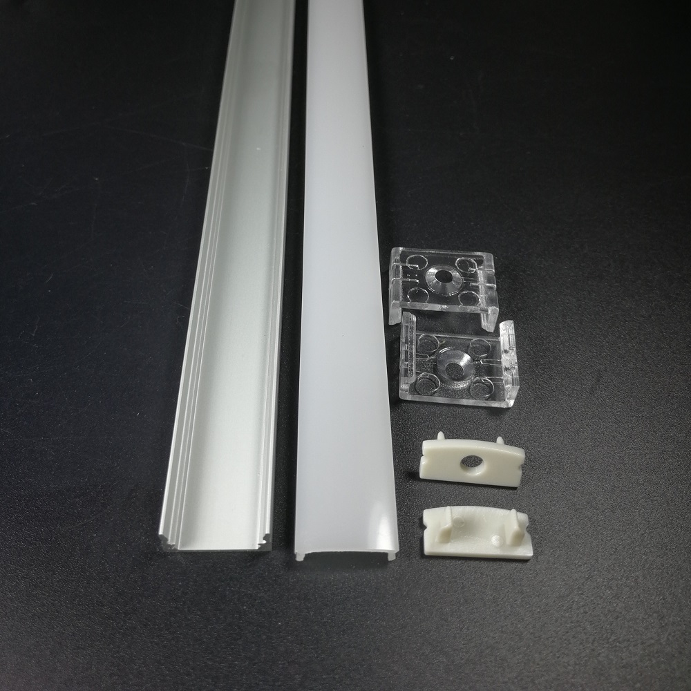 Surface Mounted LED Channel with Milky Diffuser Clear Cover Lens Aluminum Extrusion Track Housing Profile for led strip