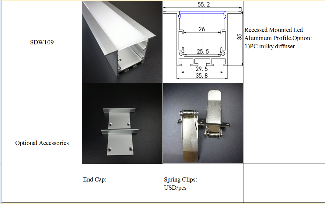 good price led aluminum channel led light with wings recessed aluminum profile for ceiling lamp with TL Connector