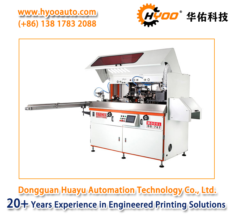 HYOO HY7671 One Color Automatic UV Silk Screen Cylindrical Printing Machine