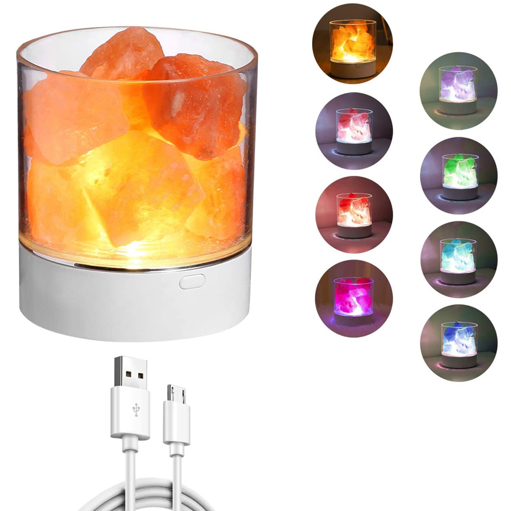 USB Salt Lamp Himalayan Diffuser 7 Kinds of ColorChanging Night Lights Rock Essential Oil Purifying Air Release