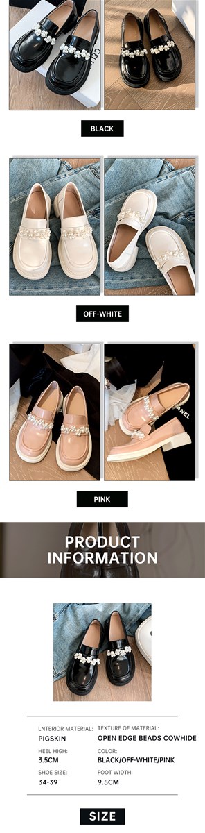 Thick soled Mary Jane shoes pearl round head British style small leather shoes womens minority JK retro square head MID