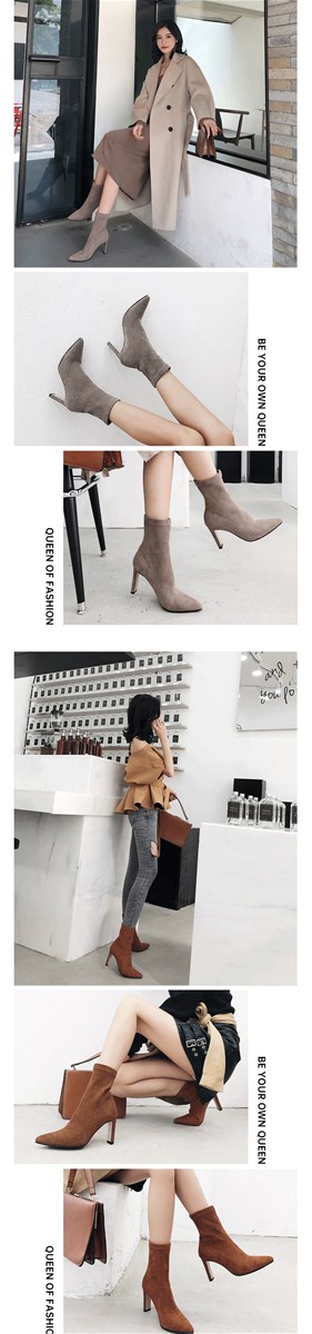 Sexy high heels thin elastic boots 2021 autumn winter ins tide thick HEELS SHORT BOOTS childrens socks boots net red th