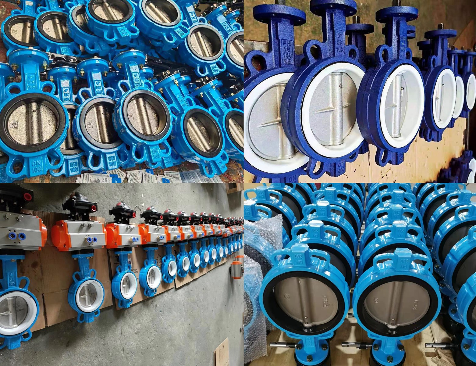 Wafer butterfly valve PN16 cast iron lining rubber CF8 disc butterfly valve lever