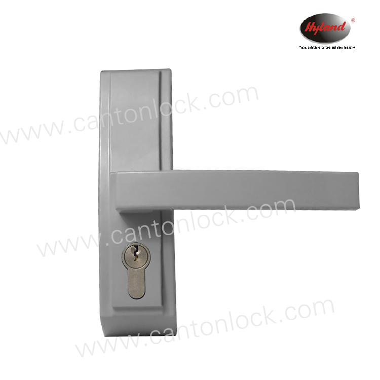 Panic device trim handle with brass cylinder and 2 brass key security and durable handle