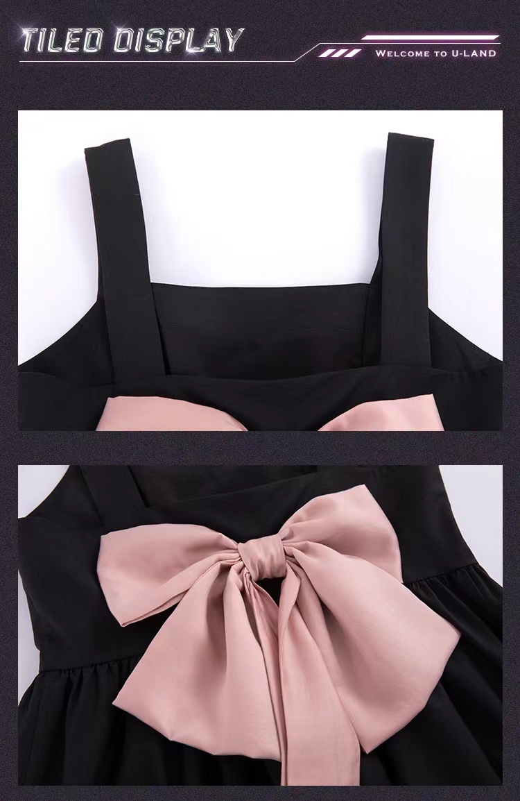The bowknot on the back of condole belt dress of summer black is sexy pure desire spice dew back princess skirt of peng