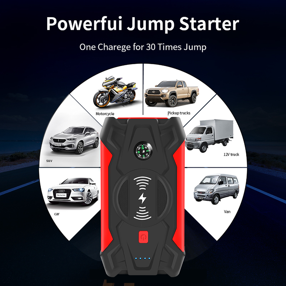 Car battery emergency start power jump starter multifunctional wireless charger
