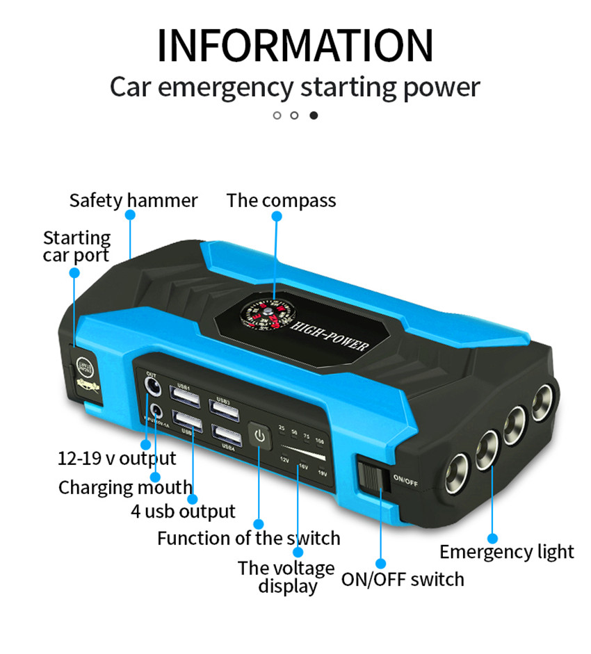 Car battery emergency start power portable jump starter