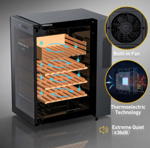 Electric Cooler Humidor Cigar Cabinet Intelligent Control Temperature Cedar Wood Low Noise Cigar Wine Refrigerator