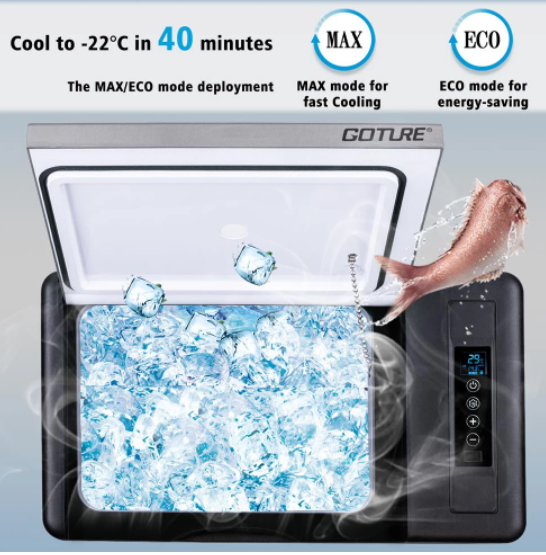 Car Refrigerator Portable Outdoors Cooler ACDC Fast Cooling Freezer 60W45W for Car RV Camping Boating Travel Fridge